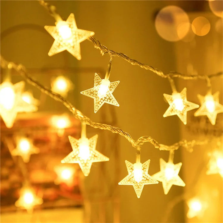 3m 20-LED Star Design String Light Outdoor Home Festival Decorative Ambient Light, Battery Box Powered
