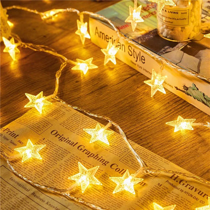 3m 20-LED Star Design String Light Outdoor Home Festival Decorative Ambient Light, Battery Box Powered