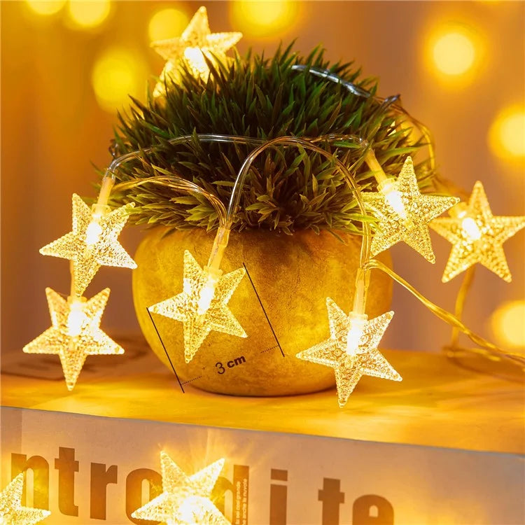 3m 20-LED Star Design String Light Outdoor Home Festival Decorative Ambient Light, Battery Box Powered