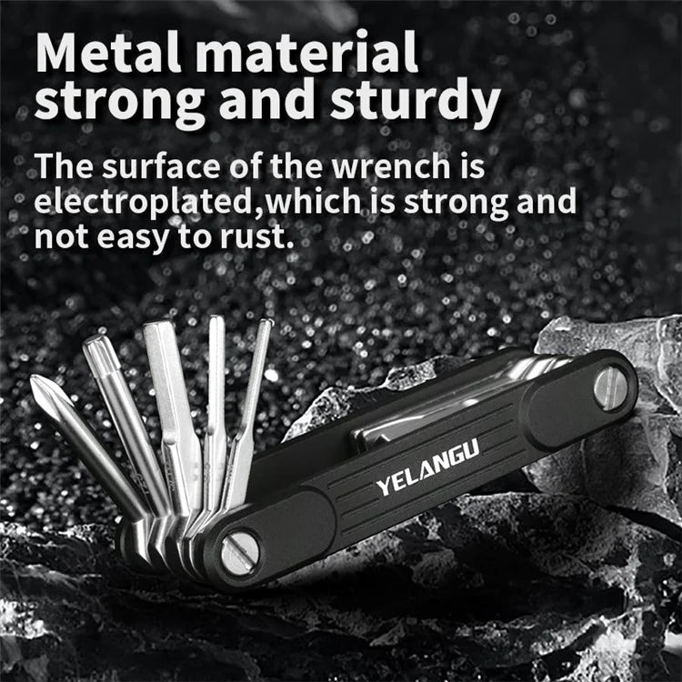 YELANGU LW-A02 10-in-1 Aluminum Alloy + Steel Multi-Function Wrenches Portable Repairing Tool