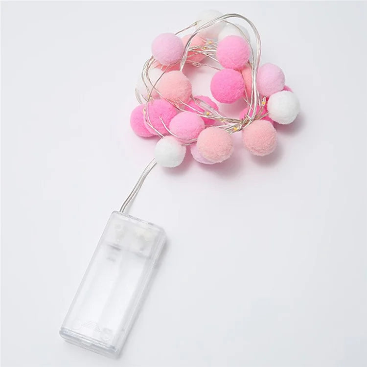 2m 20 LED Cotton Ball String Light Fairy Lights Battery Powered Festival Party Decor