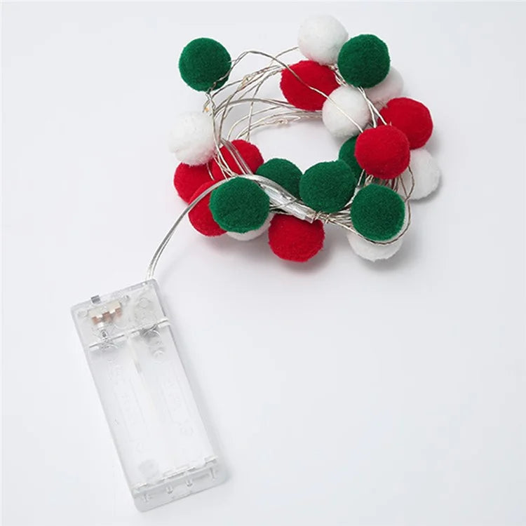 2m 20 LED Cotton Ball String Light Fairy Lights Battery Powered Festival Party Decor