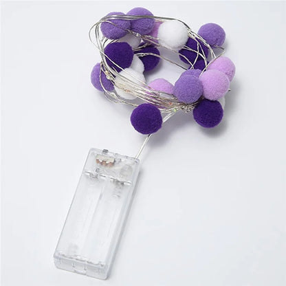 2m 20 LED Cotton Ball String Light Fairy Lights Battery Powered Festival Party Decor