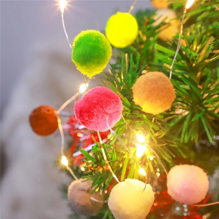 2m 20 LED Cotton Ball String Light Fairy Lights Battery Powered Festival Party Decor