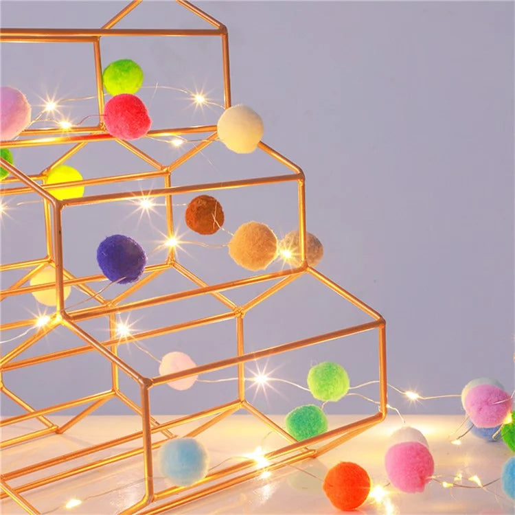 2m 20 LED Cotton Ball String Light Fairy Lights Battery Powered Festival Party Decor