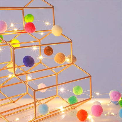 2m 20 LED Cotton Ball String Light Fairy Lights Battery Powered Festival Party Decor