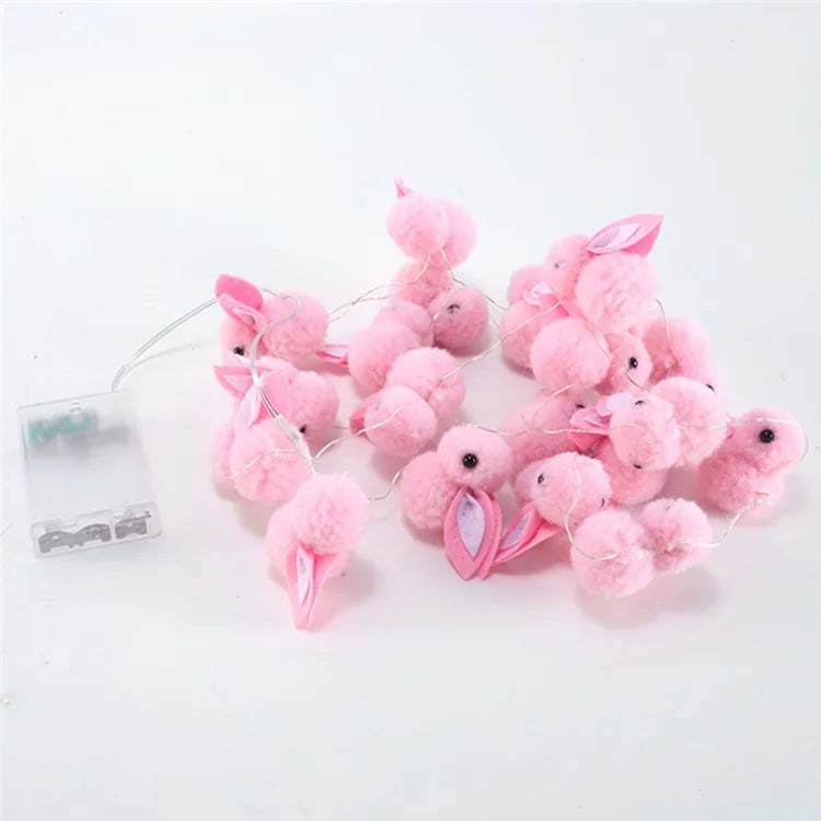 2m 20 LED Cute Rabbit String Lights Cotton Fairy Lights Battery Operated - Warm White Light