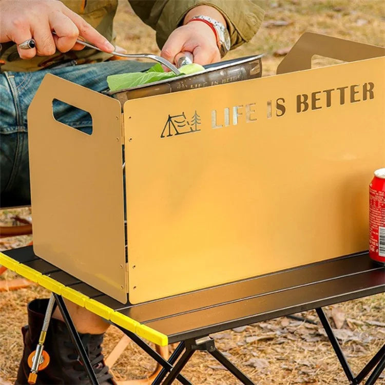 Camping Stove Foldable Windshield Tri-fold Plate Burner Wind Screen for Hiking
