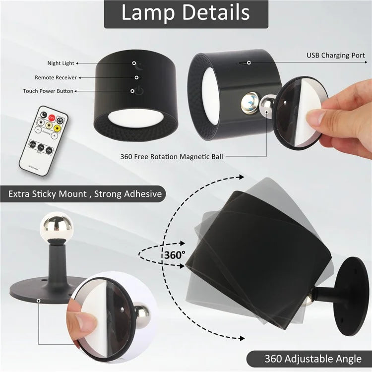 BD01 Multifunctional Dimmable Magnetic LED Wall Lamp with Remote Control