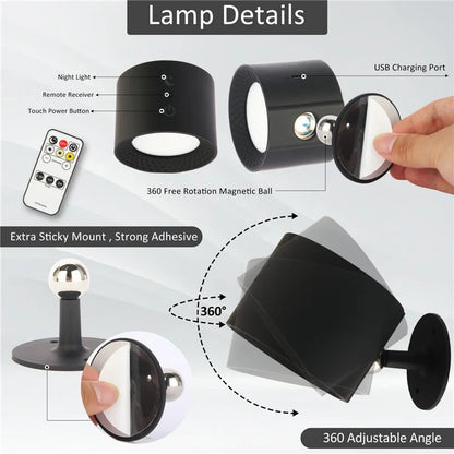 BD01 Multifunctional Dimmable Magnetic LED Wall Lamp with Remote Control