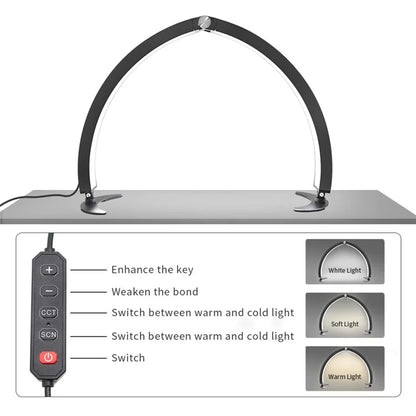 HD-M10X Half-Moon Foldable Nail Desk Lamp 40W 3200-6500K Adjustable LED Light