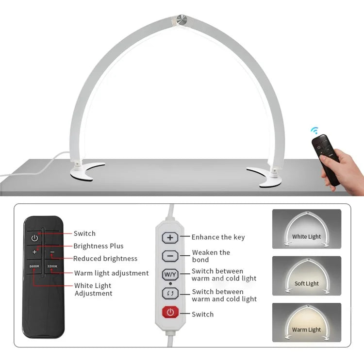 HD-M10X Half-Moon Foldable Nail Desk Lamp 40W 3200-6500K Adjustable LED Light