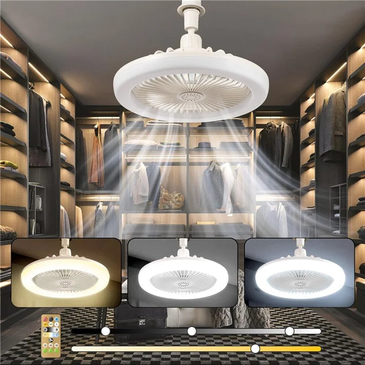 LED Fan Light E27 Bulb Holder Rotatable Mini Ceiling Fan Light with Remote Control