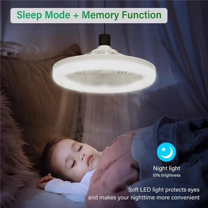 LED Fan Light E27 Bulb Holder Rotatable Mini Ceiling Fan Light with Remote Control