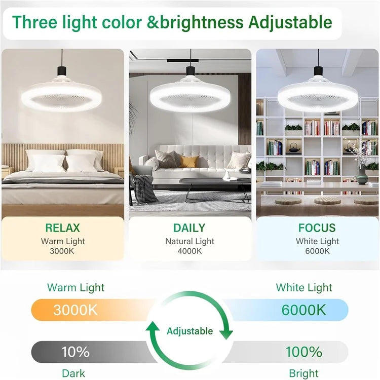 LED Fan Light E27 Bulb Holder Rotatable Mini Ceiling Fan Light with Remote Control