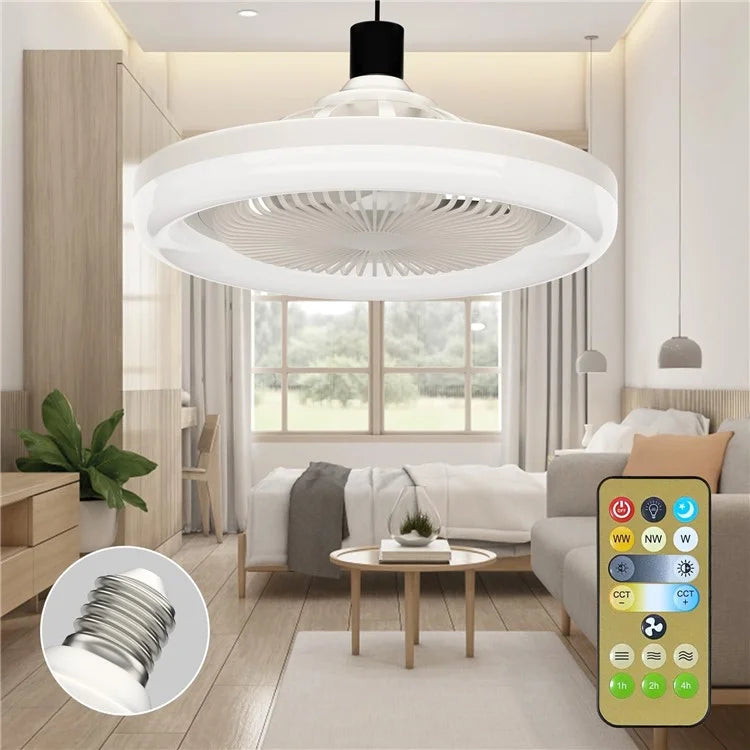LED Fan Light E27 Bulb Holder Rotatable Mini Ceiling Fan Light with Remote Control