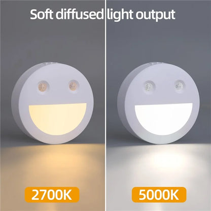 DC-SNL Smile Motion Sensing Night Light Magnetic Absorption Hanging Wall Lamp (Battery Not Included)
