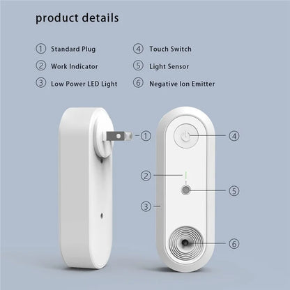 SP-15WJH Negative Ion Generator Touch Control Air Purifying Smart LED Night Light