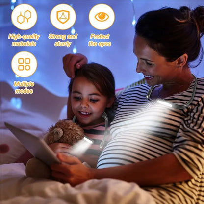 Soft Neckband Neck Hanging LED Reading Light Rechargeable Stepless Dimming Lamp