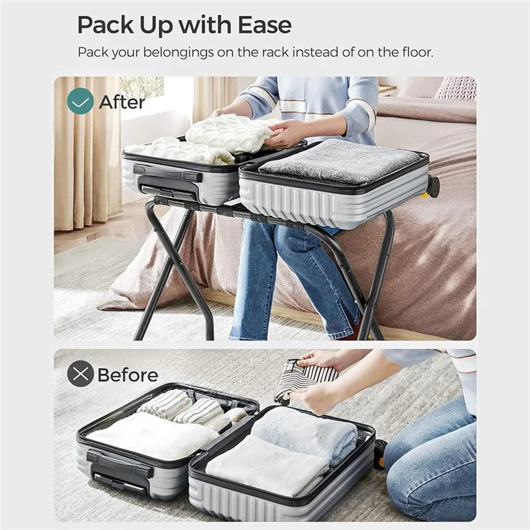 Hotel Stainless Steel Frame Luggage Rack for Guest Room Foldable Suitcase Stand
