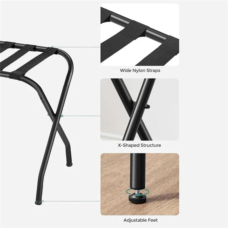 Hotel Stainless Steel Frame Luggage Rack for Guest Room Foldable Suitcase Stand