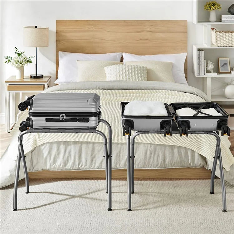 Hotel Stainless Steel Frame Luggage Rack for Guest Room Foldable Suitcase Stand