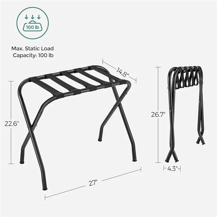 Hotel Stainless Steel Frame Luggage Rack for Guest Room Foldable Suitcase Stand