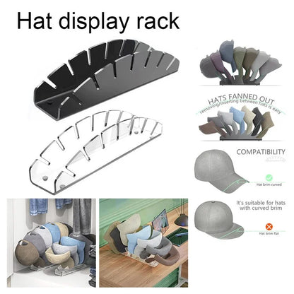 7-Holes Fan Shape Baseball Cap Storage Rack Plastic Hat Holder for Closet Organization