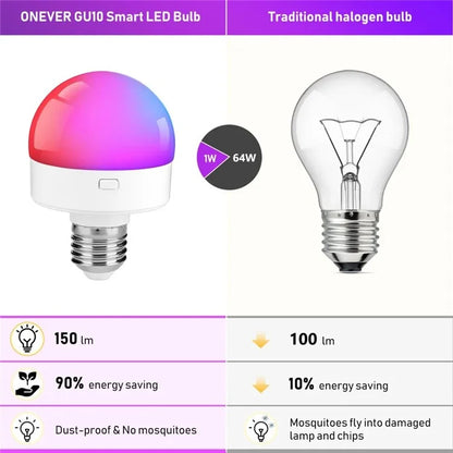 2Pcs E27 Rechargeable Light Bulb RGB Light Timing Table Lamp with Remote Control