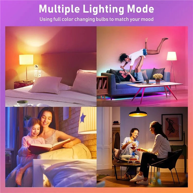 2Pcs E27 Rechargeable Light Bulb RGB Light Timing Table Lamp with Remote Control