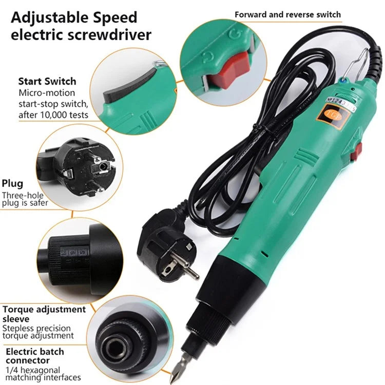 H6 220V Speed Adjustable Electric Screwdriver Bit Kit Home Repair Tool