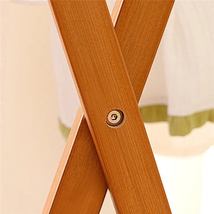 2550ZDYMJ Double Rod Bedroom Clothing Hanger Rack Bamboo Foldable Storage Shelf, Low Style / 50cm Width