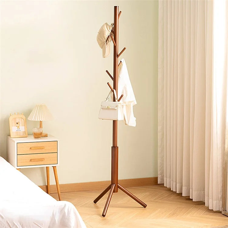 702SJYMJ Circular Column Bamboo Coat Rack Bag Hat Hanger Freestanding Stand