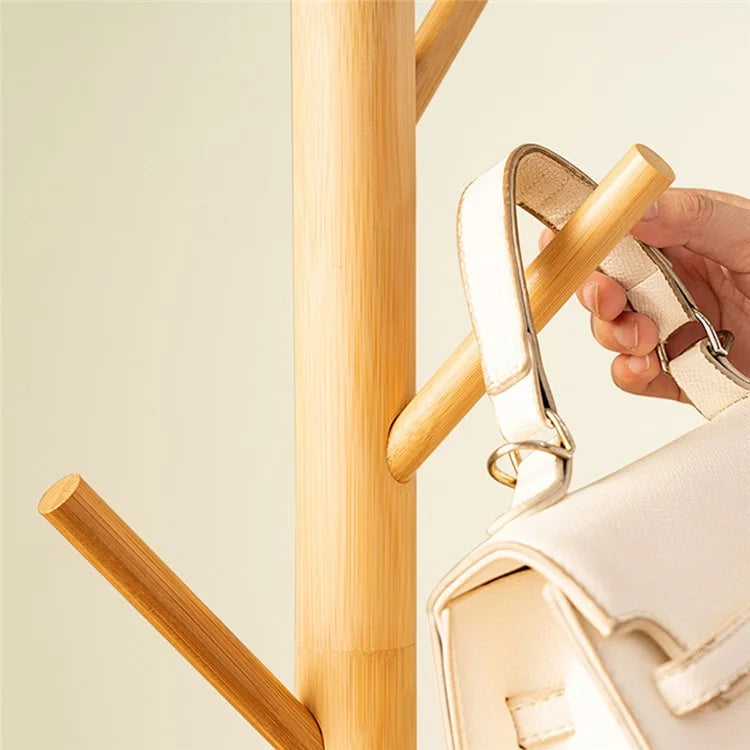 702SJYMJ Circular Column Bamboo Coat Rack Bag Hat Hanger Freestanding Stand