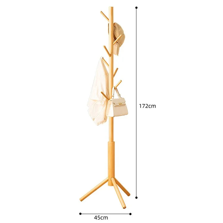 702SJYMJ Circular Column Bamboo Coat Rack Bag Hat Hanger Freestanding Stand