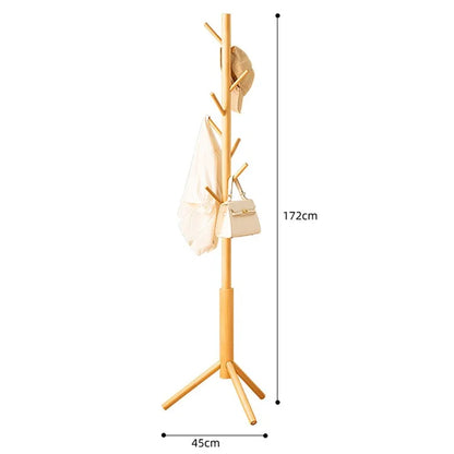 702SJYMJ Circular Column Bamboo Coat Rack Bag Hat Hanger Freestanding Stand