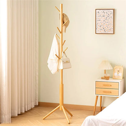 702SJYMJ Circular Column Bamboo Coat Rack Bag Hat Hanger Freestanding Stand