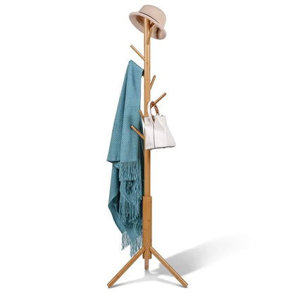 702SJYMJ Circular Column Bamboo Coat Rack Bag Hat Hanger Freestanding Stand