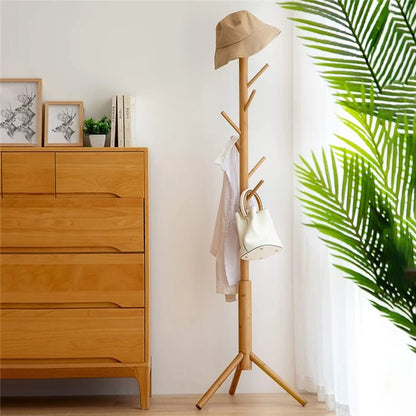 702SJYMJ Circular Column Bamboo Coat Rack Bag Hat Hanger Freestanding Stand
