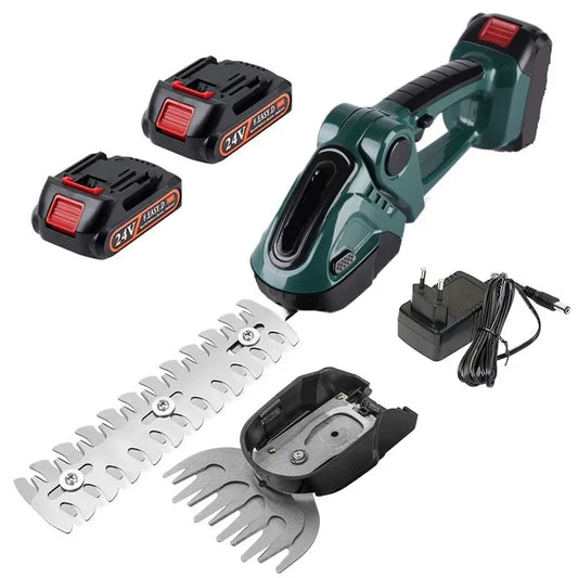 20000RPM 2-in-1 Electric Grass Hedge Trimmer Handheld Garden Shrub Lawn Shearing Tool, 2 Batteries