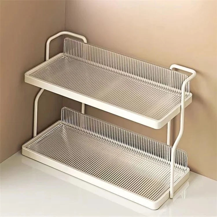 Dual Layer Kitchen Spice Cup Rack Countertop Wall Mounted Carbon Steel Storage Rack