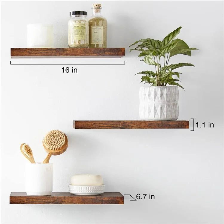 3PCS Wooden Hanging Racks Wall Mount Organizer Kitchen Bathroom Storage Holders