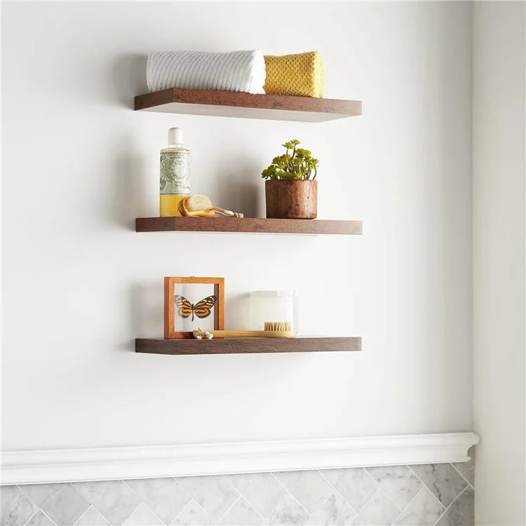 3PCS Wooden Hanging Racks Wall Mount Organizer Kitchen Bathroom Storage Holders