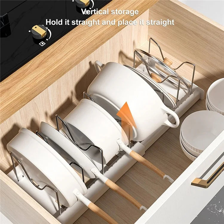 Retractable Adjustable Kitchen Storage Rack Pot Lid Dish Pan Storage Stand