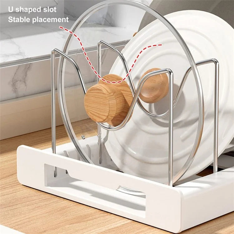 Retractable Adjustable Kitchen Storage Rack Pot Lid Dish Pan Storage Stand