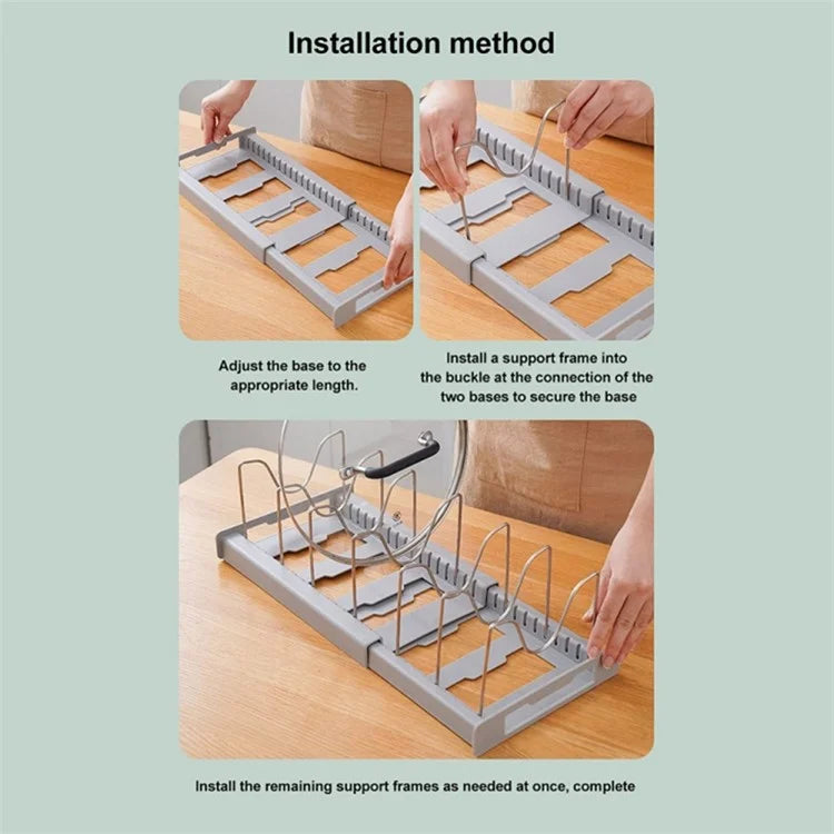 Retractable Adjustable Kitchen Storage Rack Pot Lid Dish Pan Storage Stand