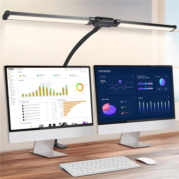 PULUZ PU498B Gooseneck Fill Light Double Head Dimmable Clip-On Desk Lamp