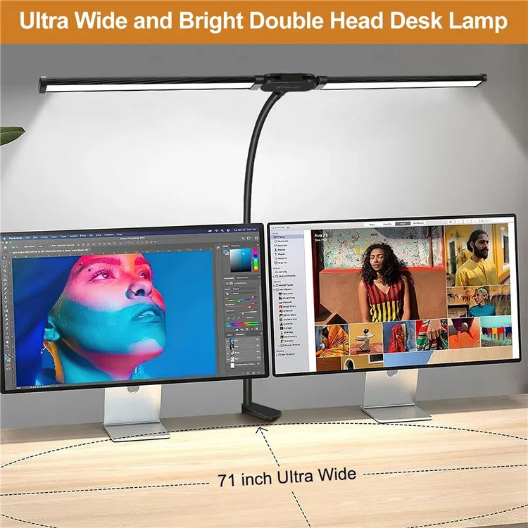 PULUZ PU498B Gooseneck Fill Light Double Head Dimmable Clip-On Desk Lamp