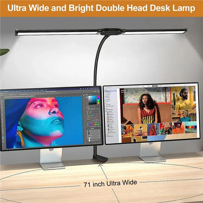 PULUZ PU498B Gooseneck Fill Light Double Head Dimmable Clip-On Desk Lamp
