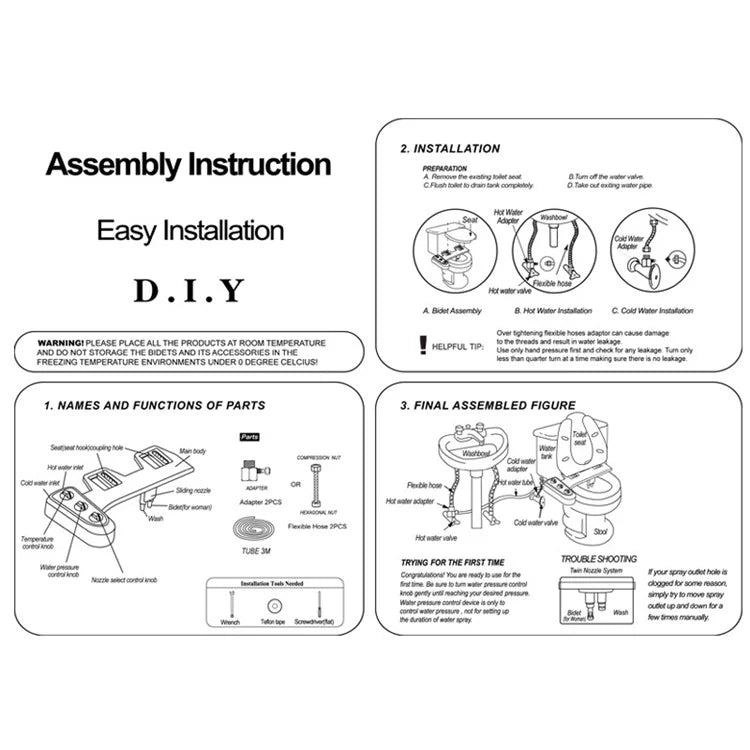 DCB-20001 Smart Toilet Bidet Simple Style Non-Electric Bidet Attachment for Toilet Seat